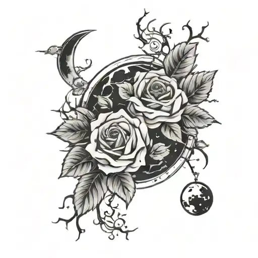 The Moon With Roses With Thorns