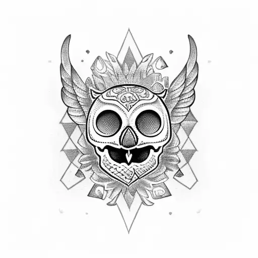 Mexican Skull On Owl Belly