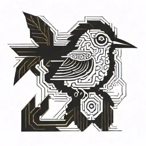 A Circuit Board Design Incorporating The Silhouette Of A Kahu Bird