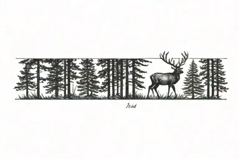 A Stag Walking Through A Pine Forest