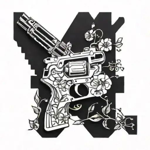 A Futuristic Laser Gun Intertwined With Delicate Flowers