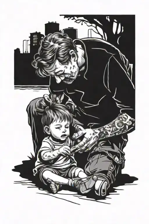 A Child Helping A Father With Odd Jobs