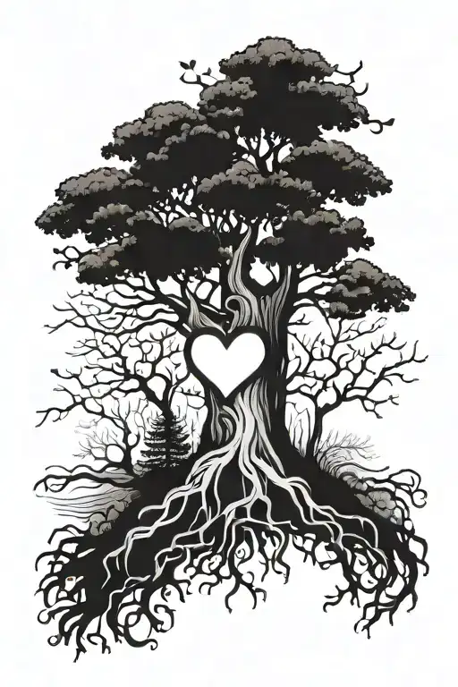 Tree With Heart At The Bottom And Stopwacthes