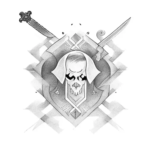 A Music-inspired Tattoo Design Incorporating A Sword