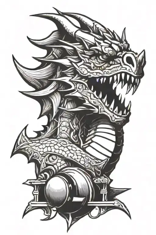 A Dragon Head With Gym Equipment Incorporated Into Its Design