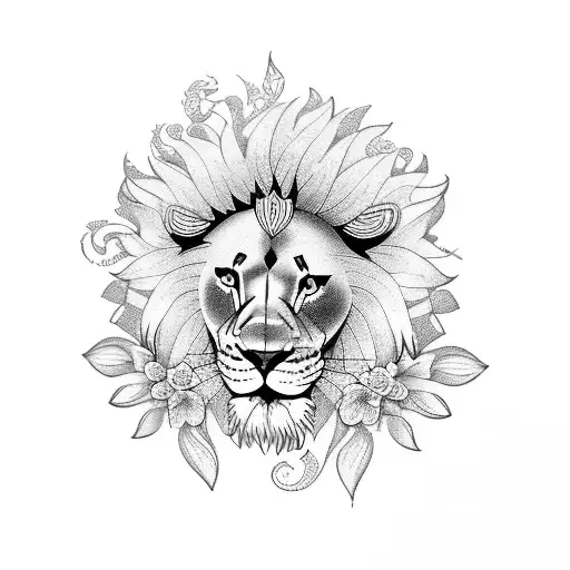 Lion With Flowers