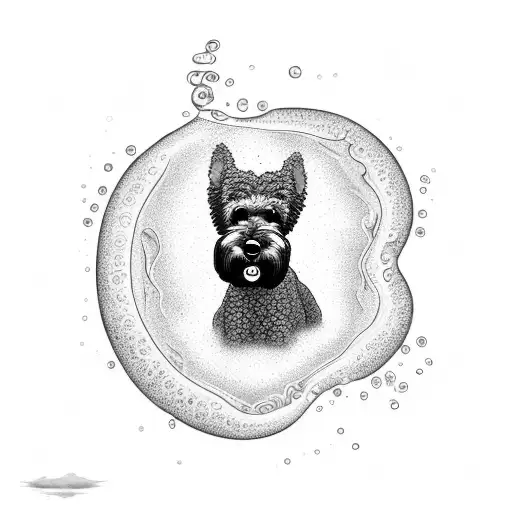 A Kerry Blue Terrier Gracefully Swimming In A Fluid Dynamics-inspired Ocean