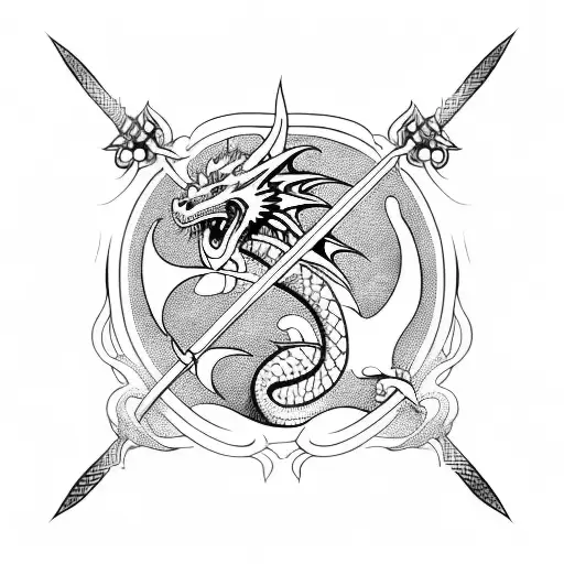 Dragon With Swords