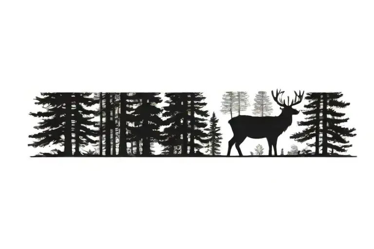 A Stag Walking Through A Pine Forest