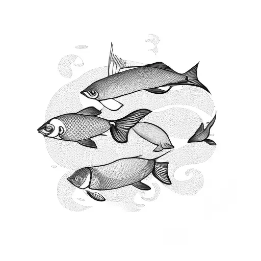 A School Of Fish Swimming In A Serene River