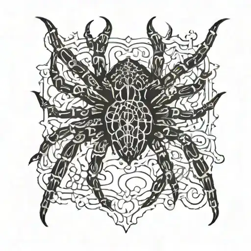 A Top Down View Of A Spider With Patterns On The Back And Legs