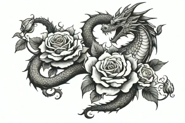 Dragon With Roses
