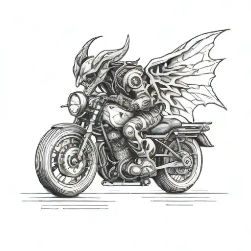A Motorcycle Morphing Into A Demon With Demon Wings