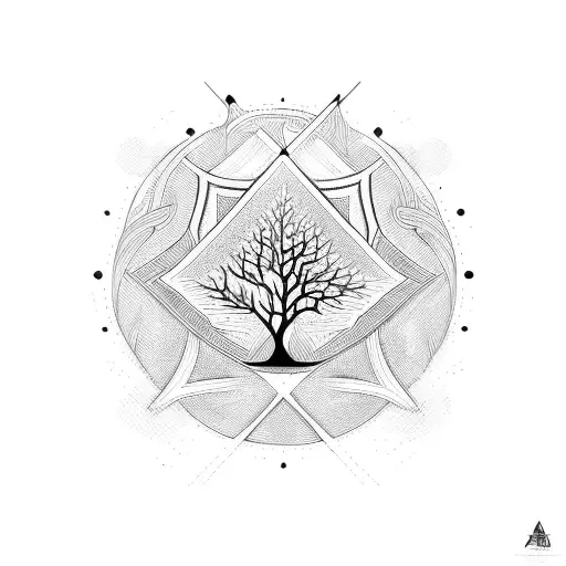 Nordic Tribal With Tree And Geometrics