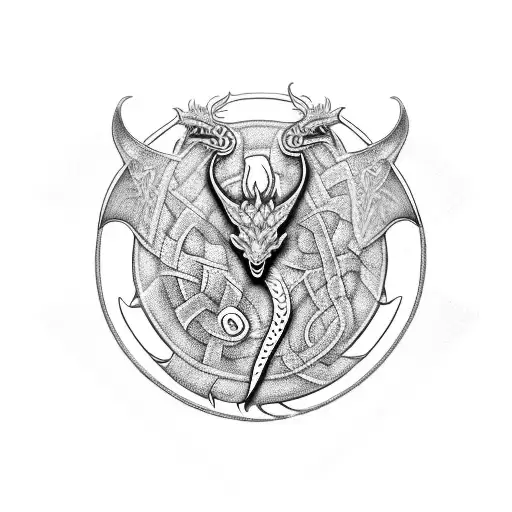 Celtic Defender Band With Dragon In The Middle