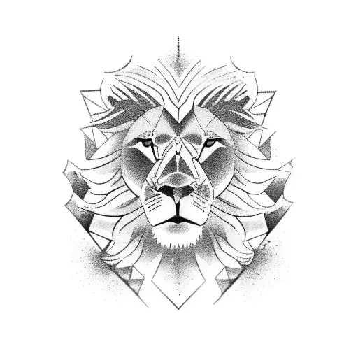 A Powerful Lion Engaged In Brazilian Jiu Jitsu With A Blackwork Style