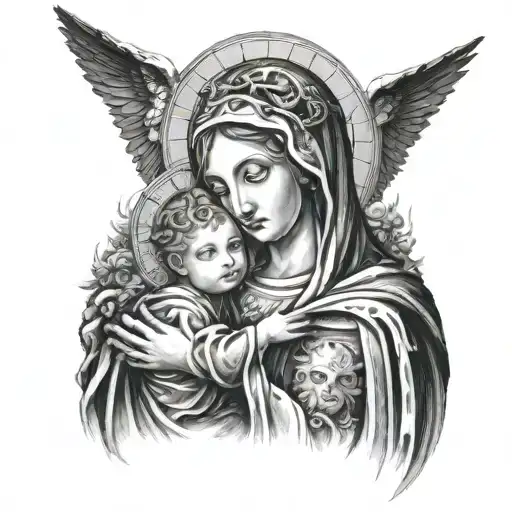 Mother Of God And God Watching From The Sky Full Sleeve