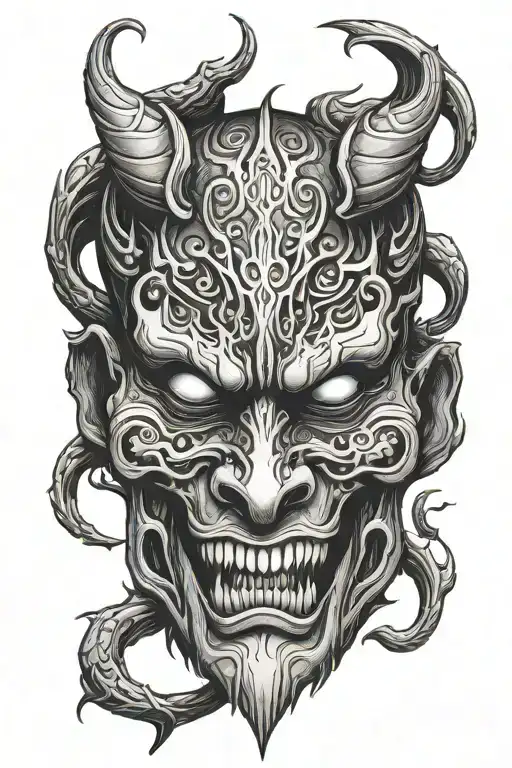 Mask Of A Scary Demon With A Crazy Look