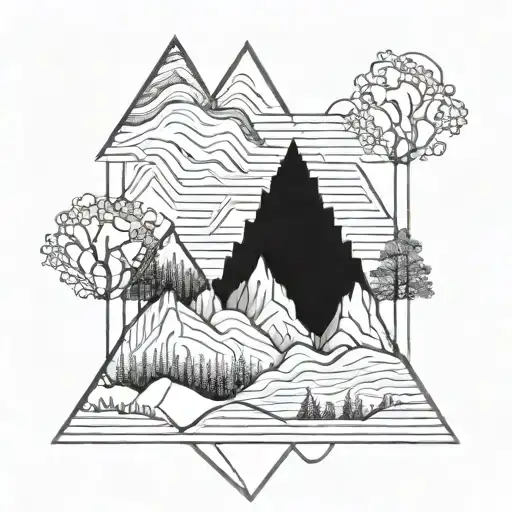 A Computer Code Intertwined With Mountain Peaks And Trees