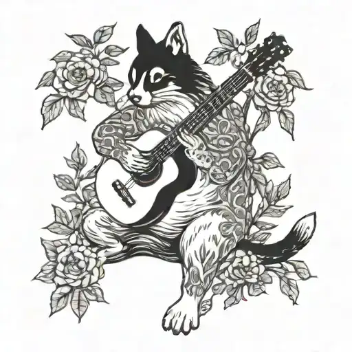 Nature Animal Playing A Guitar Made Friends Sitting