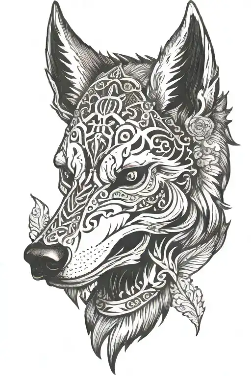 Aquarius Feathered Wolf Skull