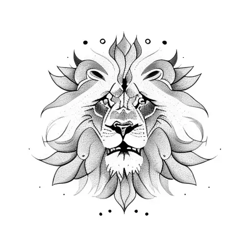 Lion And Flowers