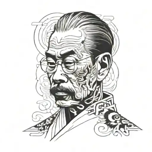 A Minimalist Portrait Of Toji Fushiguro With Intricate Blackwork Details