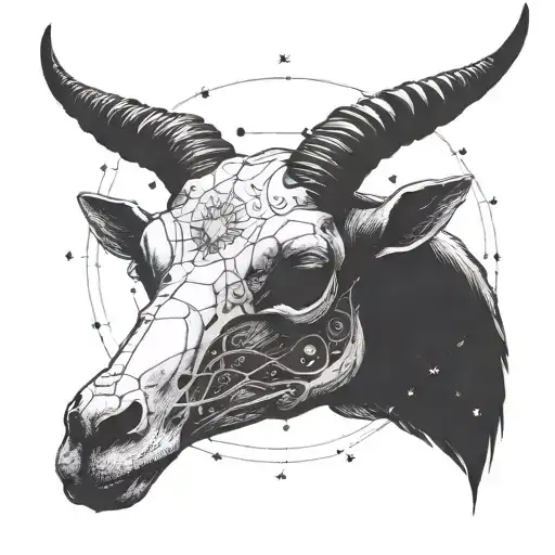 Incorporate A Goat Skull Into A Celestial Aries Constellation Design
