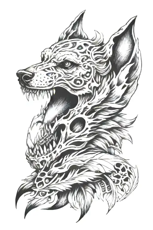 Aquarius Feathered Dead Wolf Skull Wearing