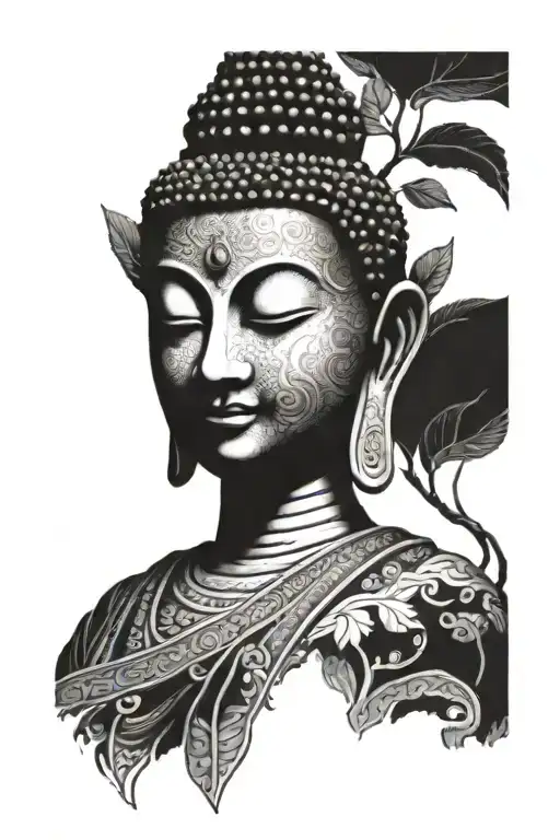 A Serene Thai Buddha Face Made Entirely