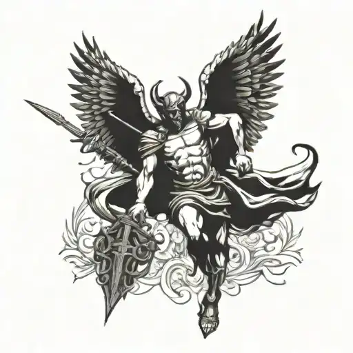 Devil Stomping The Angel Saint Michael