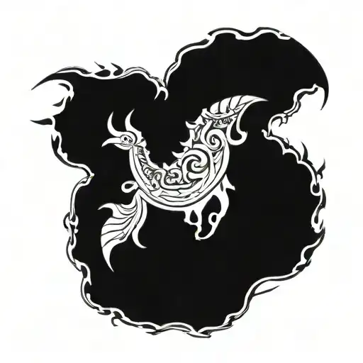 Half Moon Surrounded Scorpio Glyph Symbol Intertwined