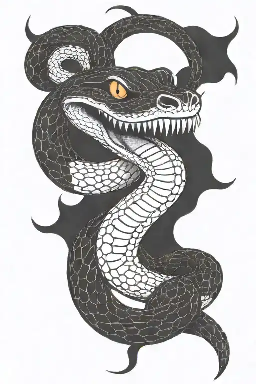 Stretched Snake With Mouth Open