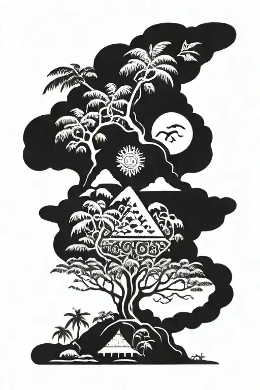 Taino Pattern Mountain Trees Jungle