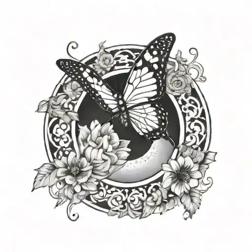 Butterfly Eyes And Moon Surrounded