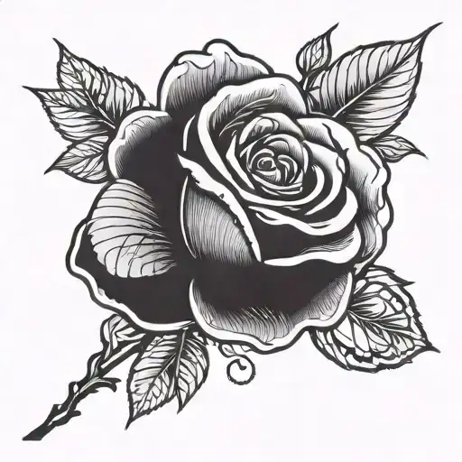 A Rose With The Phrase 'Love Hurts' Incorporated Into The Design