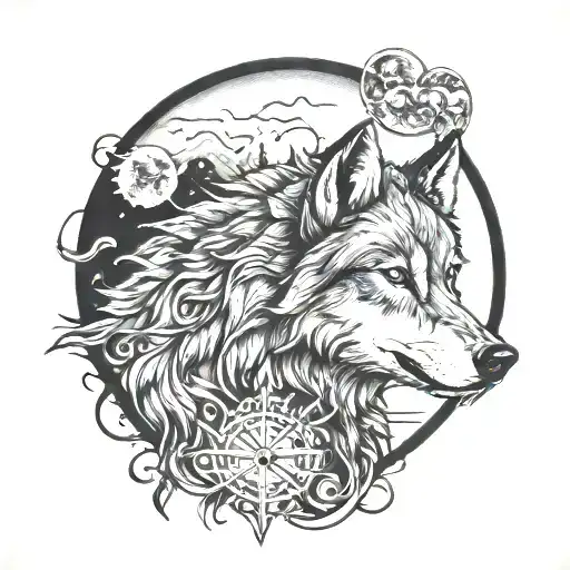 Wolf And Moon