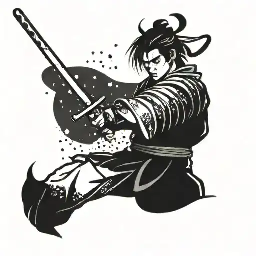 A Samurai Wielding A Sword Made Of Stars