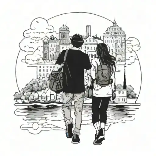 A Romantic Travel Scene With A Couple Exploring A Foreign City Together