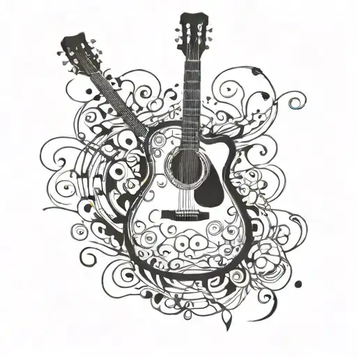 Incorporate A Guitar With Musical Notes Forming A Heart Shape