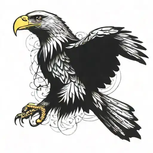 Incorporate A Detailed Sketch Of An Eagle In Flight With A Tattoo Machine As Part Of Its Design