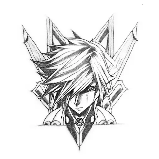 A Tattoo Inspired By Final Fantasy 7 Featuring Cloud Strife In A Blackwork Style