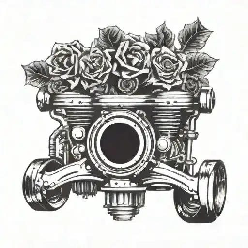 Incorporate A Classic Car Engine With A Lorbeerkranz Wreath Design