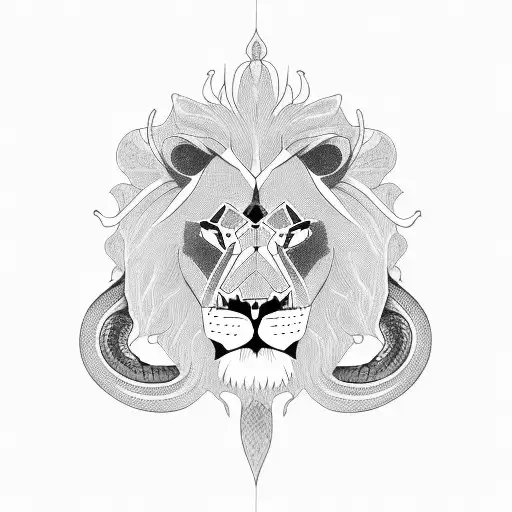 Lion Eating A Snake Sternum