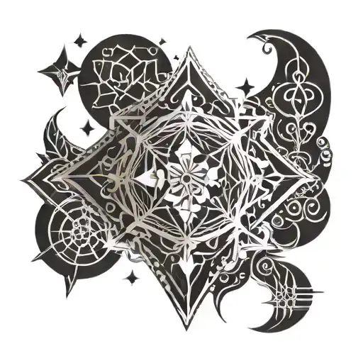 A Natal Card With Intricate Geometric Patterns And Celestial Elements
