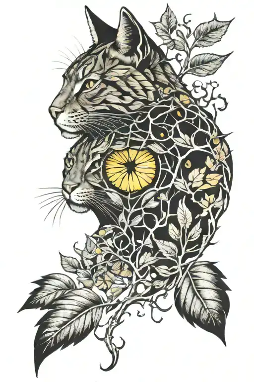 Forest And Big Yellow Cat's Eye