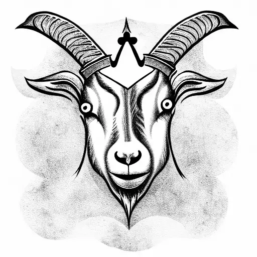 Goat With Crown And Knife In It Mouth