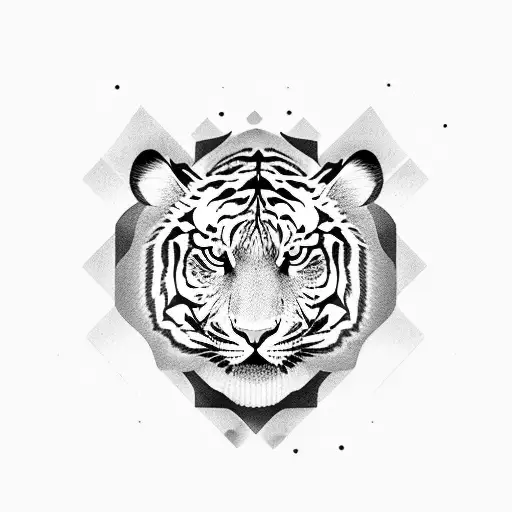 A Fierce Tiger Roaring In Front Of A Guitar Amplifier