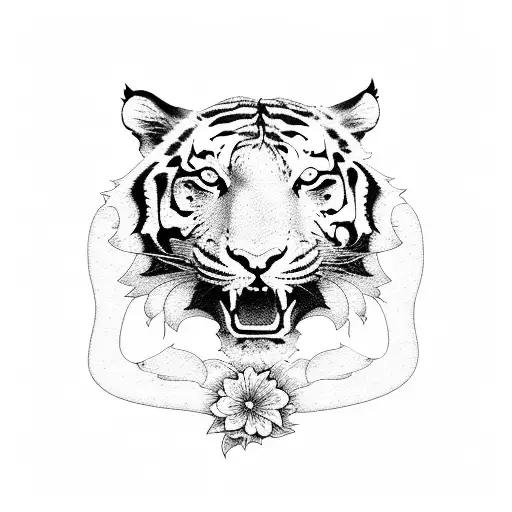 Tiger With Flowers Sleeve