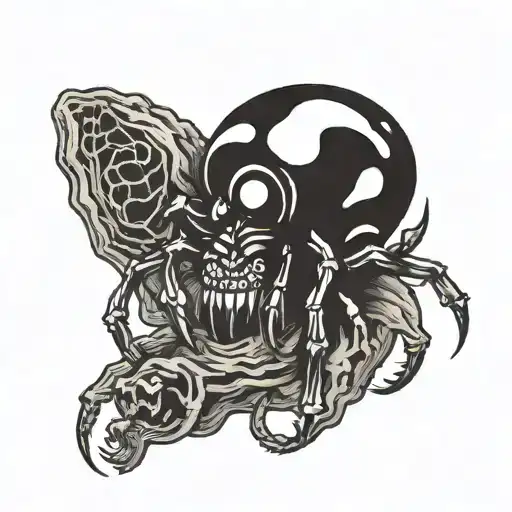 A Spider With Fangs With A Torso Of A Mushroom Shape